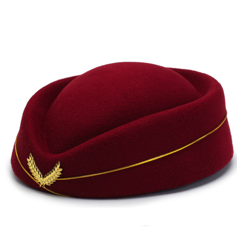 Simple And Versatile Flight Attendant Berry Hat