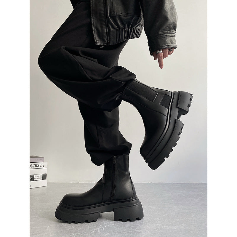 Autumn And Winter Leather Martin Boots High-top Leather Shoes Men's Shoes Fleece-lined