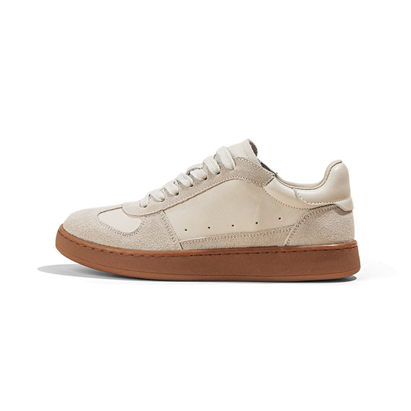 Top Layer Cowhide Retro Breathable Versatile Preppy Style Casual White Shoes
