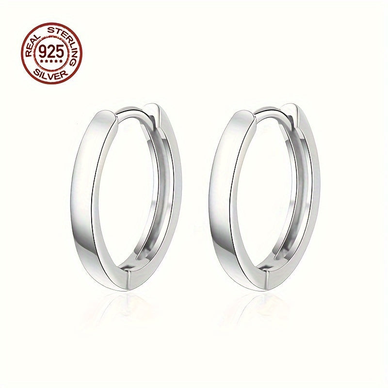 Hypoallergenic Men's Perfect Material S925 Sterling Silver Earrings, Retro Classic Simple Hoop Earrings, Birthday And Holiday Gifts.