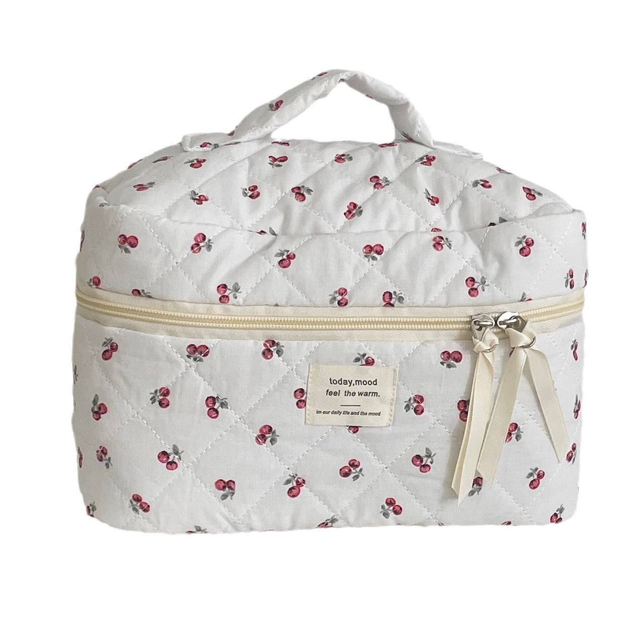 Quilted Berry Cosmetic Bag Girl Travel Portable