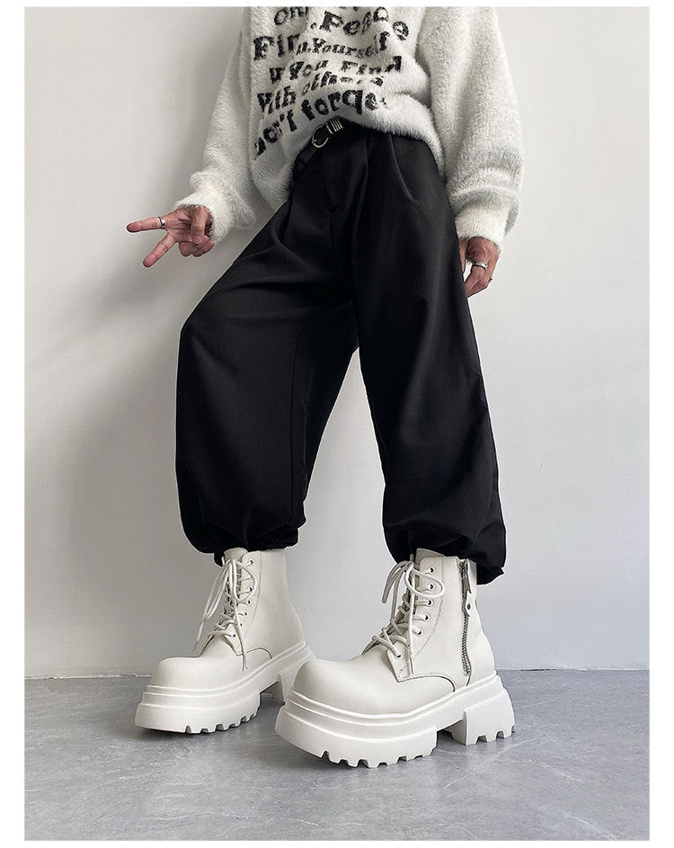 Autumn And Winter Leather Martin Boots High-top Leather Shoes Men's Shoes Fleece-lined
