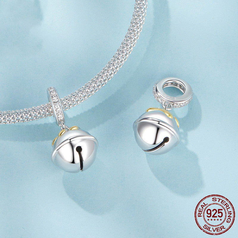 Christmas 925 Sterling Silver Cute Pet Paw Print Bell Pendant