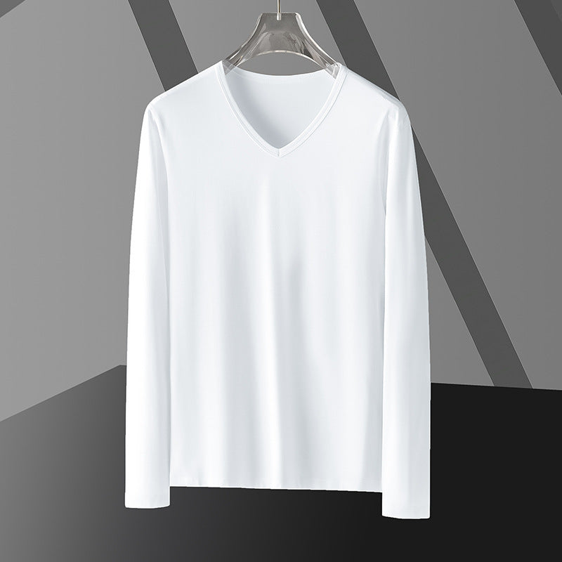 Long Sleeve Men's Fashion Wear Inner Bottoming Shirt Tight-fitting Solid Color Top