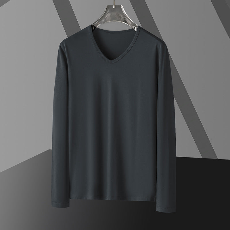 Long Sleeve Men's Fashion Wear Inner Bottoming Shirt Tight-fitting Solid Color Top