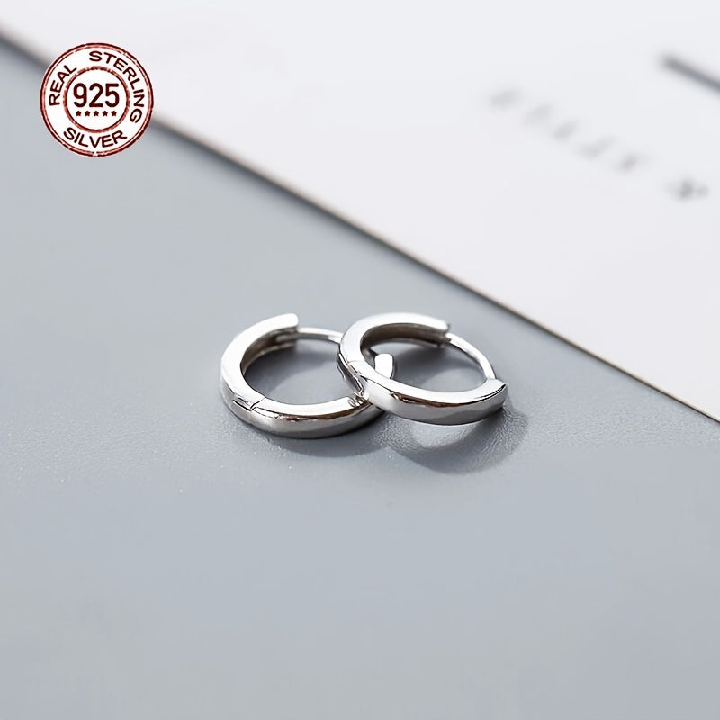 Hypoallergenic Men's Perfect Material S925 Sterling Silver Earrings, Retro Classic Simple Hoop Earrings, Birthday And Holiday Gifts.