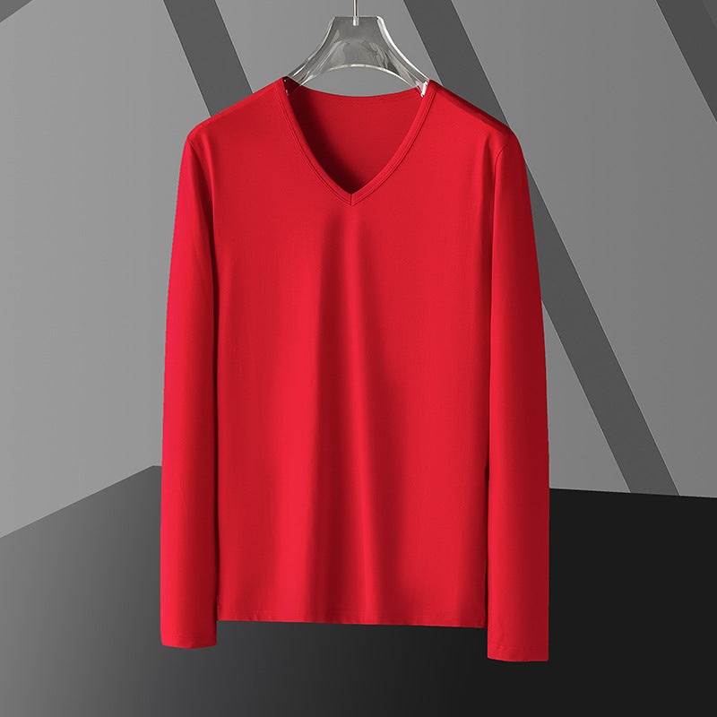 Long Sleeve Men's Fashion Wear Inner Bottoming Shirt Tight-fitting Solid Color Top