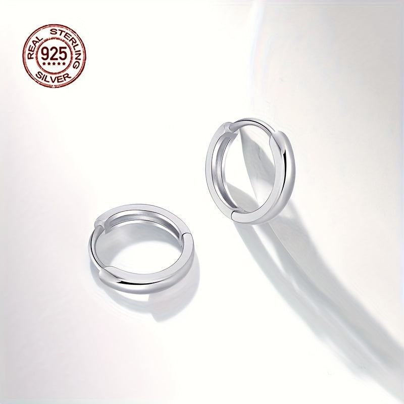 Hypoallergenic Men's Perfect Material S925 Sterling Silver Earrings, Retro Classic Simple Hoop Earrings, Birthday And Holiday Gifts.