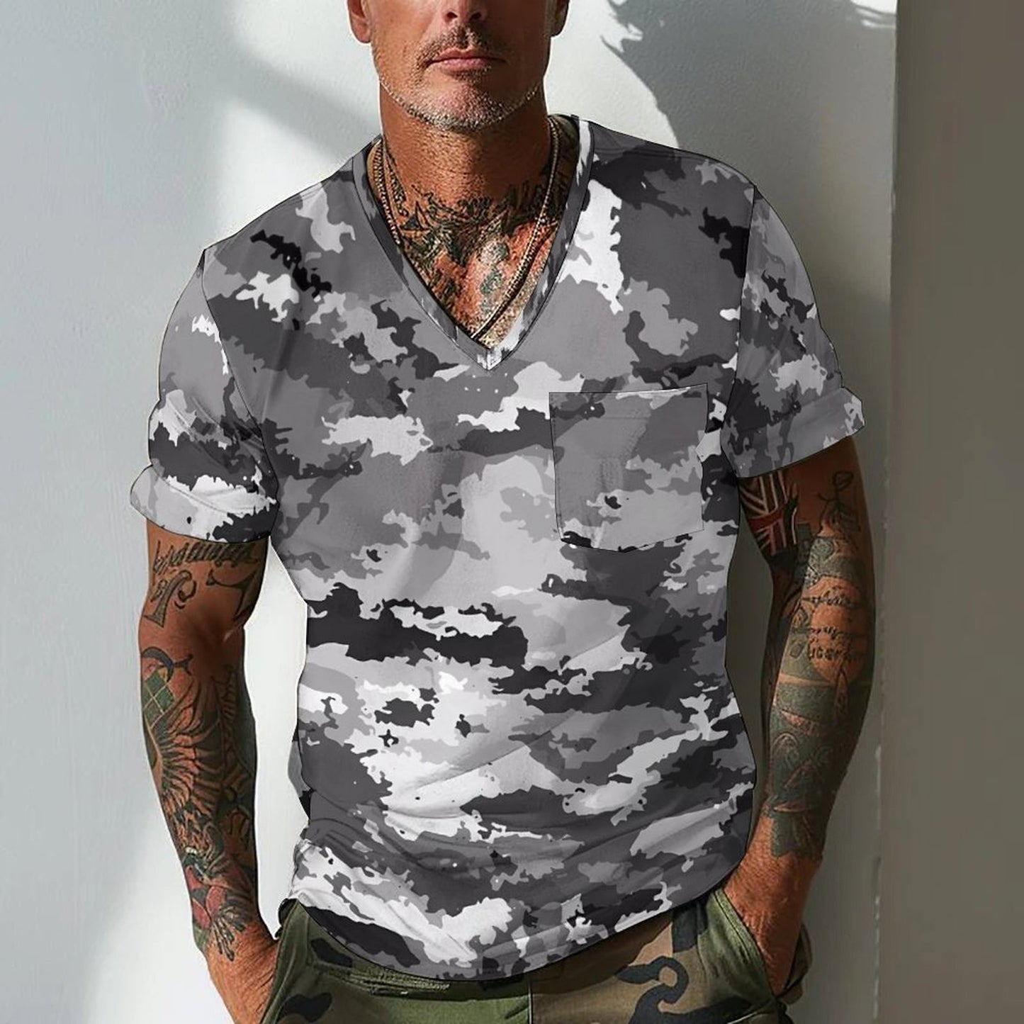 Summer Men's Design Camouflage Breathable Loose Fashion Short Sleeve