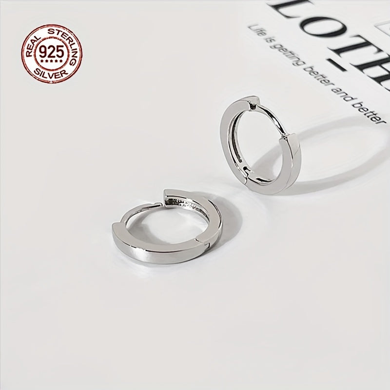 Hypoallergenic Men's Perfect Material S925 Sterling Silver Earrings, Retro Classic Simple Hoop Earrings, Birthday And Holiday Gifts.