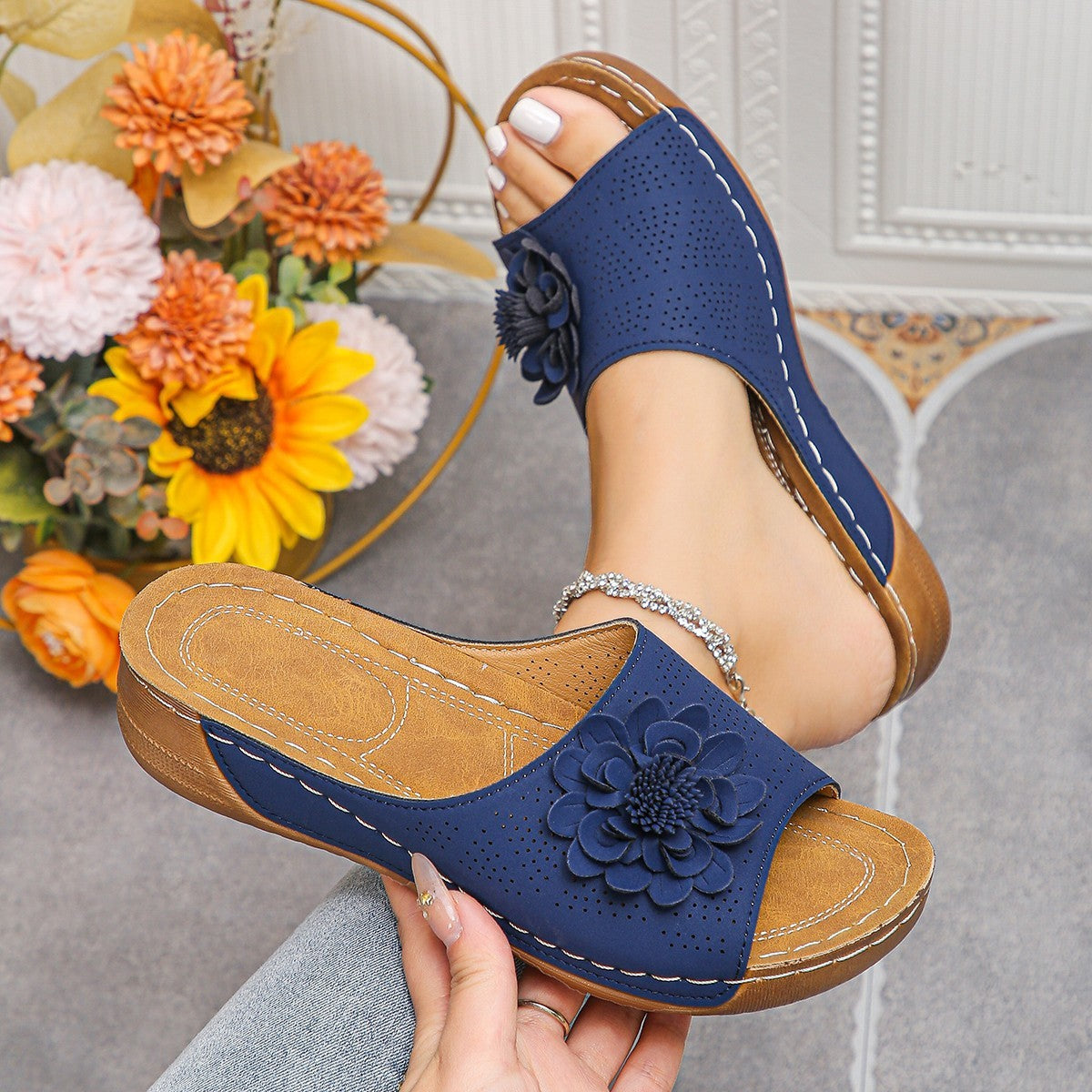 Women's Plus Size Wedge Open Toe Outdoor Slippers