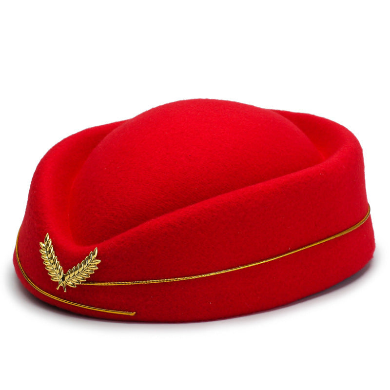 Simple And Versatile Flight Attendant Berry Hat