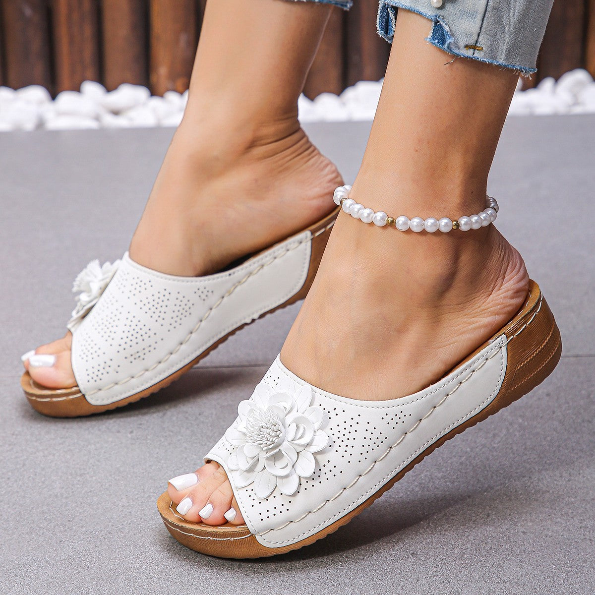 Women's Plus Size Wedge Open Toe Outdoor Slippers