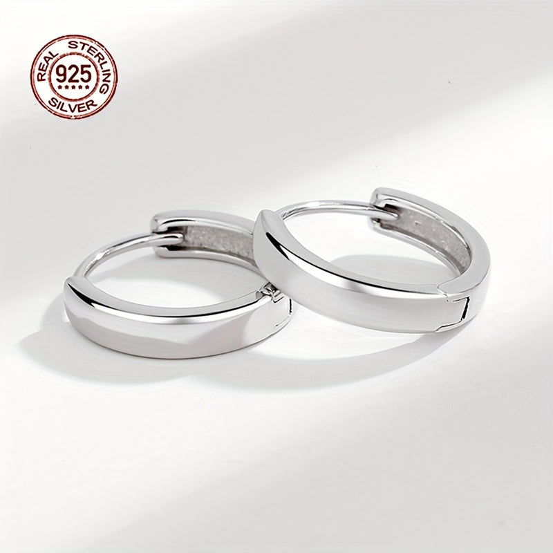 Hypoallergenic Men's Perfect Material S925 Sterling Silver Earrings, Retro Classic Simple Hoop Earrings, Birthday And Holiday Gifts.