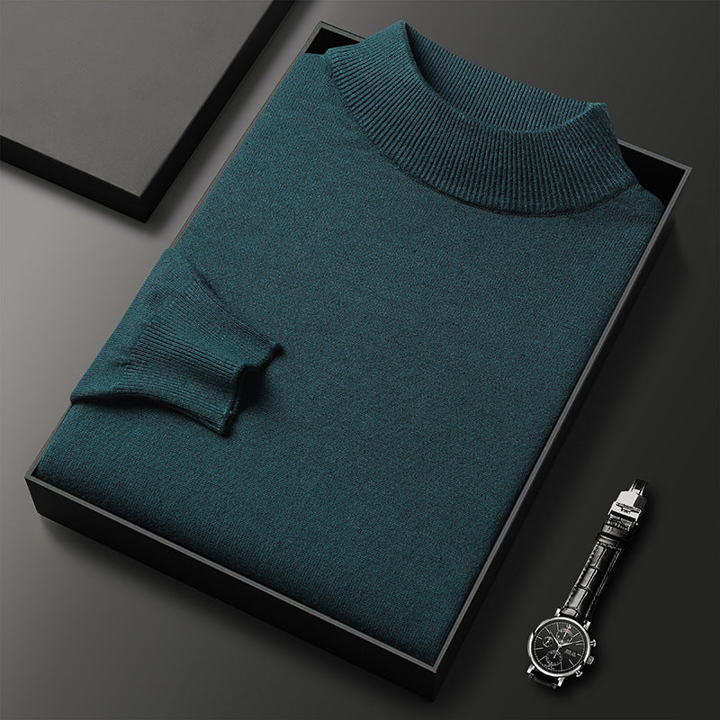 Men's Sweater Slim Fit Pure Color Half Collar Knitted Bottoming Shirt