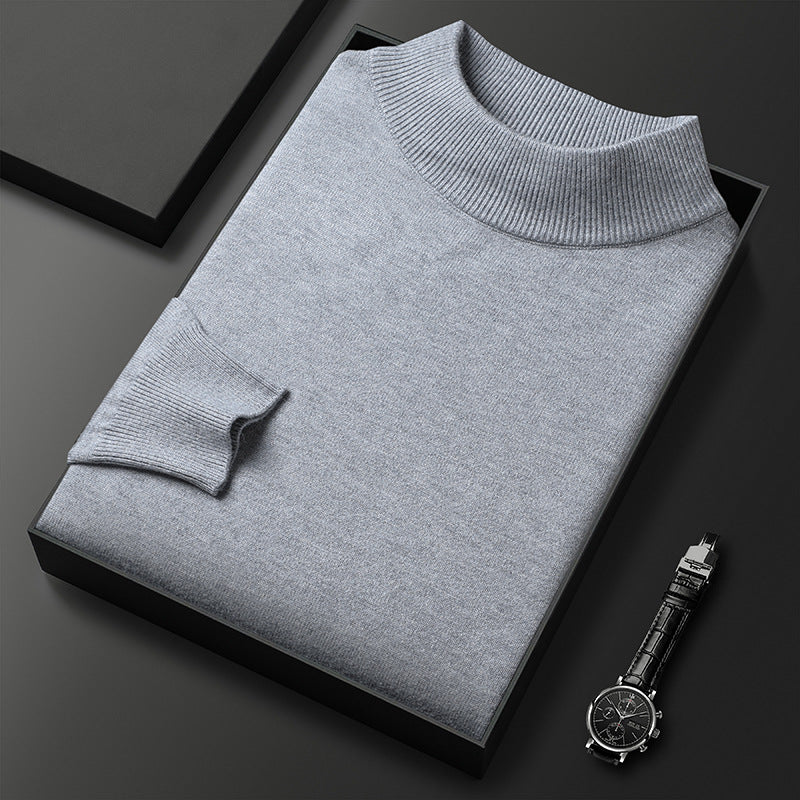 Men's Sweater Slim Fit Pure Color Half Collar Knitted Bottoming Shirt