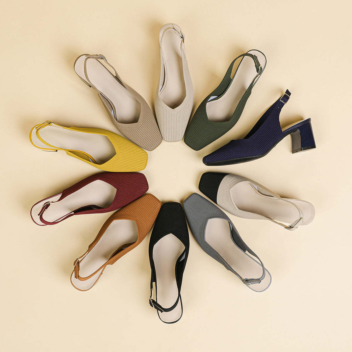 All-match Breathable Square Toe Cap High Heel Sandals