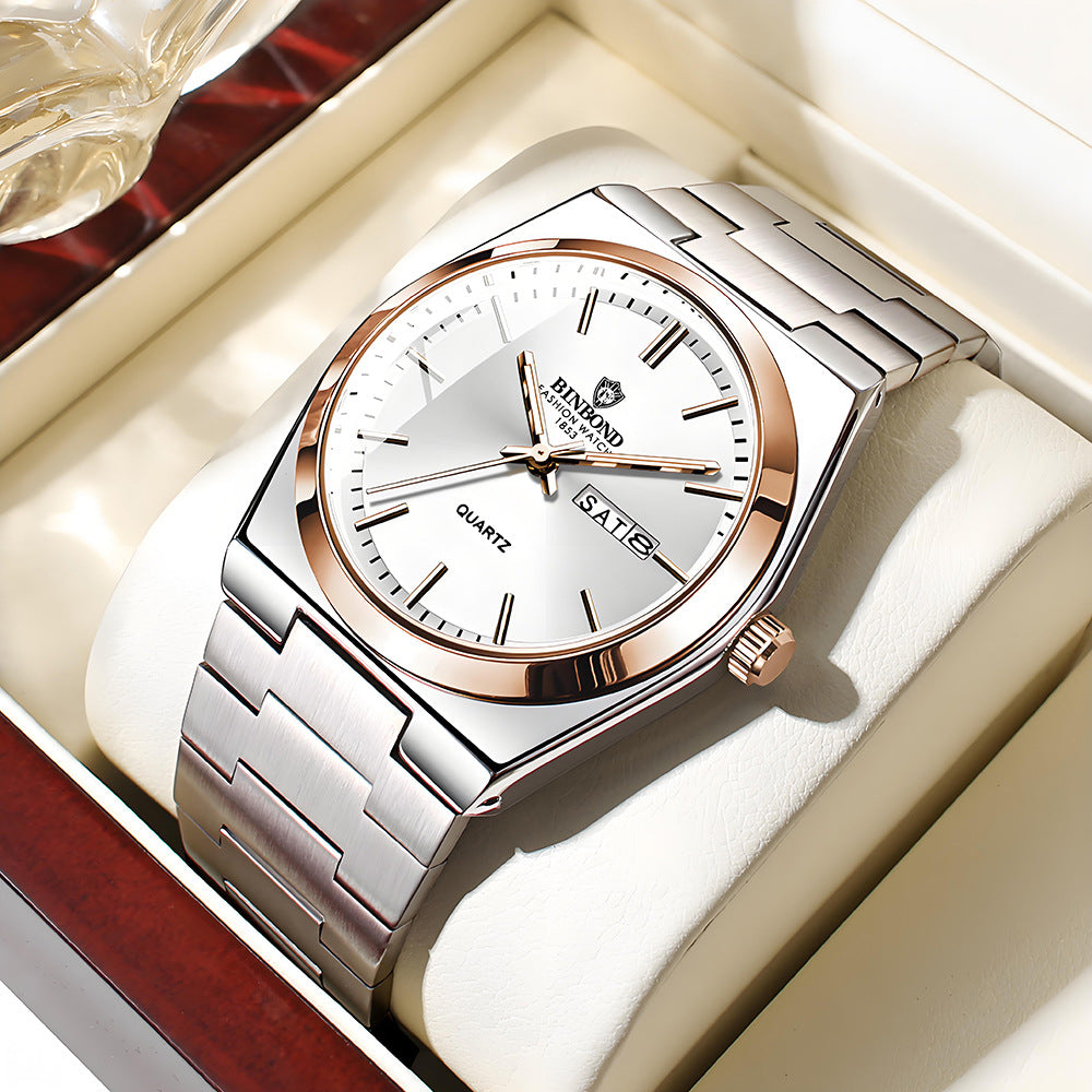 Fashion Stainless Steel Buckle Men's Business Casual Quartz Watch