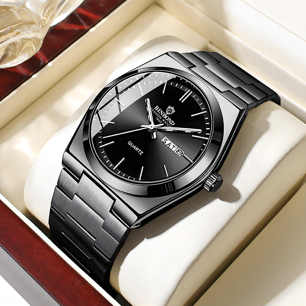 Fashion Stainless Steel Buckle Men's Business Casual Quartz Watch