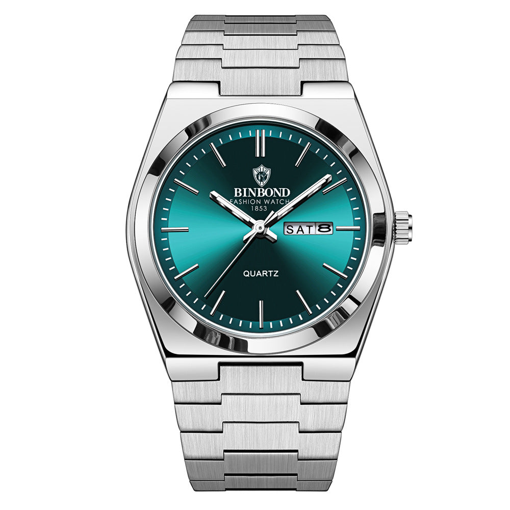 Fashion Stainless Steel Buckle Men's Business Casual Quartz Watch