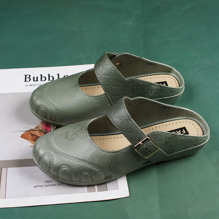 Baotou Flat Semi Slippers Women