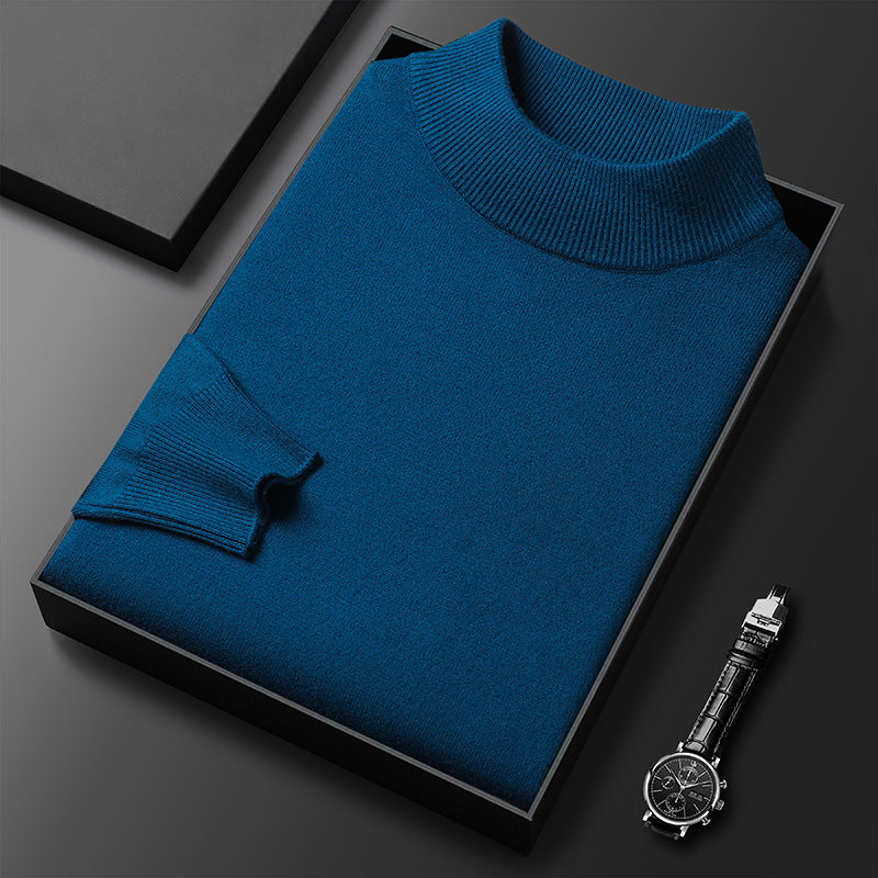 Men's Sweater Slim Fit Pure Color Half Collar Knitted Bottoming Shirt