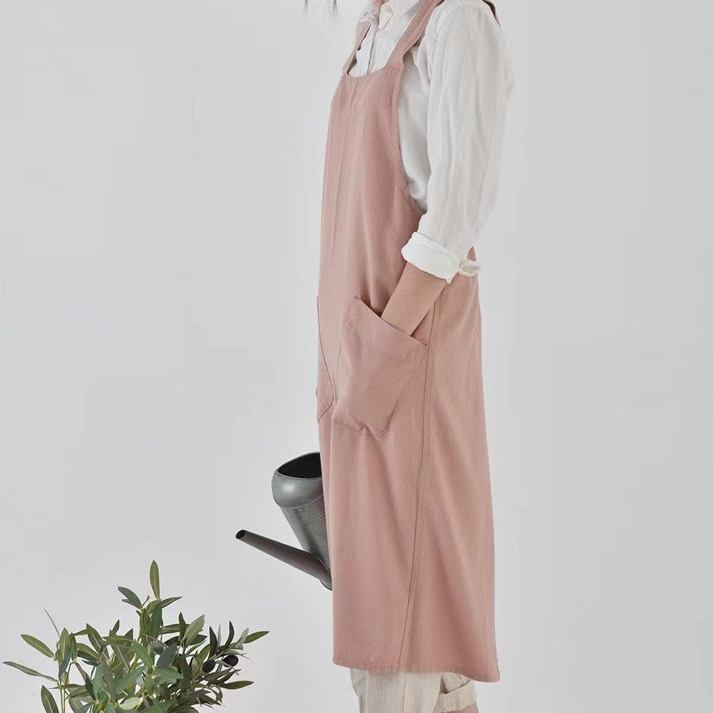 Women's Simple Solid Color Cotton And Linen Plus Size Apron