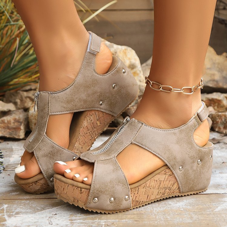 Plus Size Wedge Sandals Women's Lightweight Height Increasing Fashion Casual Sandals
