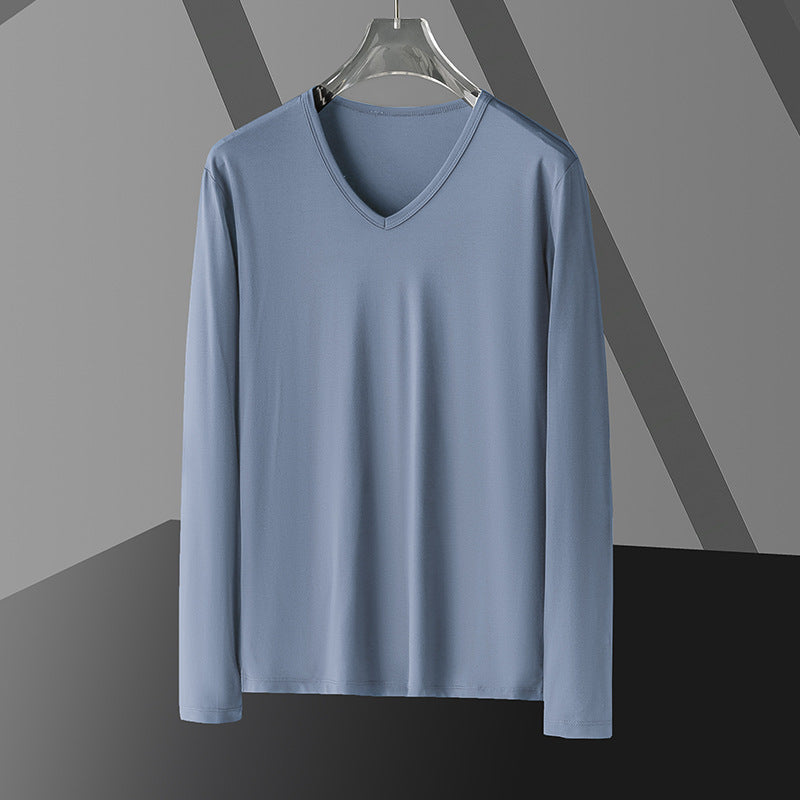Long Sleeve Men's Fashion Wear Inner Bottoming Shirt Tight-fitting Solid Color Top