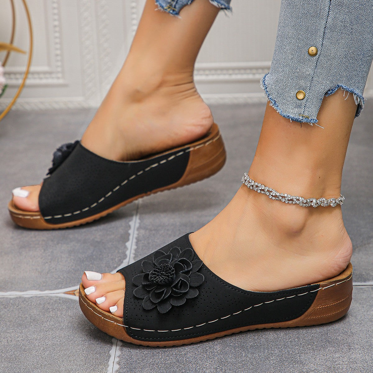 Women's Plus Size Wedge Open Toe Outdoor Slippers