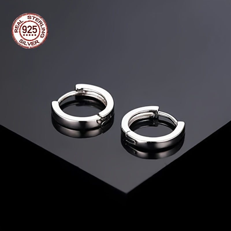 Hypoallergenic Men's Perfect Material S925 Sterling Silver Earrings, Retro Classic Simple Hoop Earrings, Birthday And Holiday Gifts.