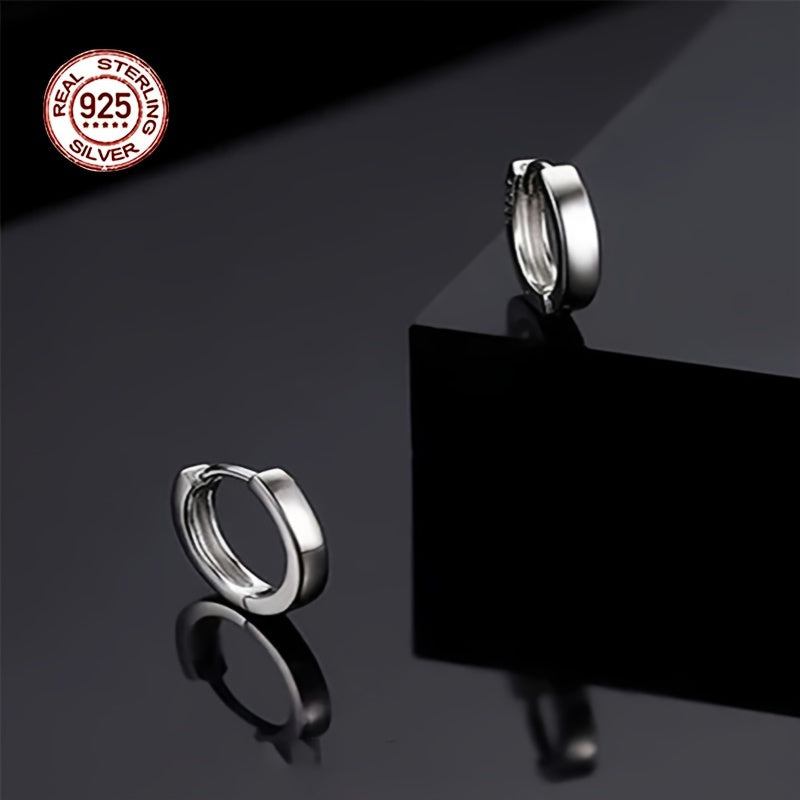 Hypoallergenic Men's Perfect Material S925 Sterling Silver Earrings, Retro Classic Simple Hoop Earrings, Birthday And Holiday Gifts.