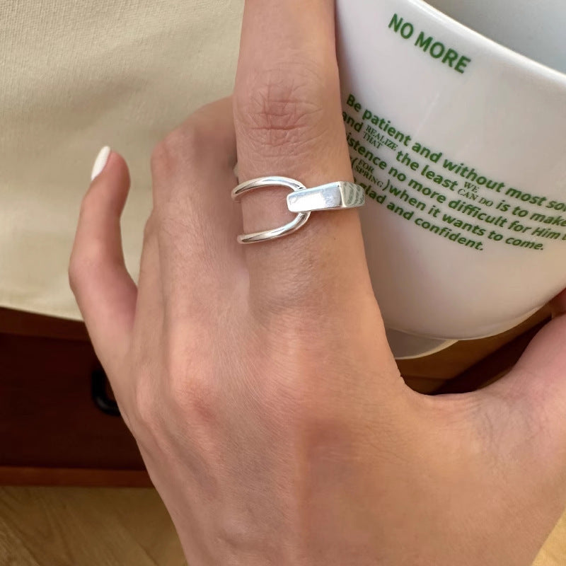 Women's Irregular Bends And Hitches S925 Sterling Silver Opening