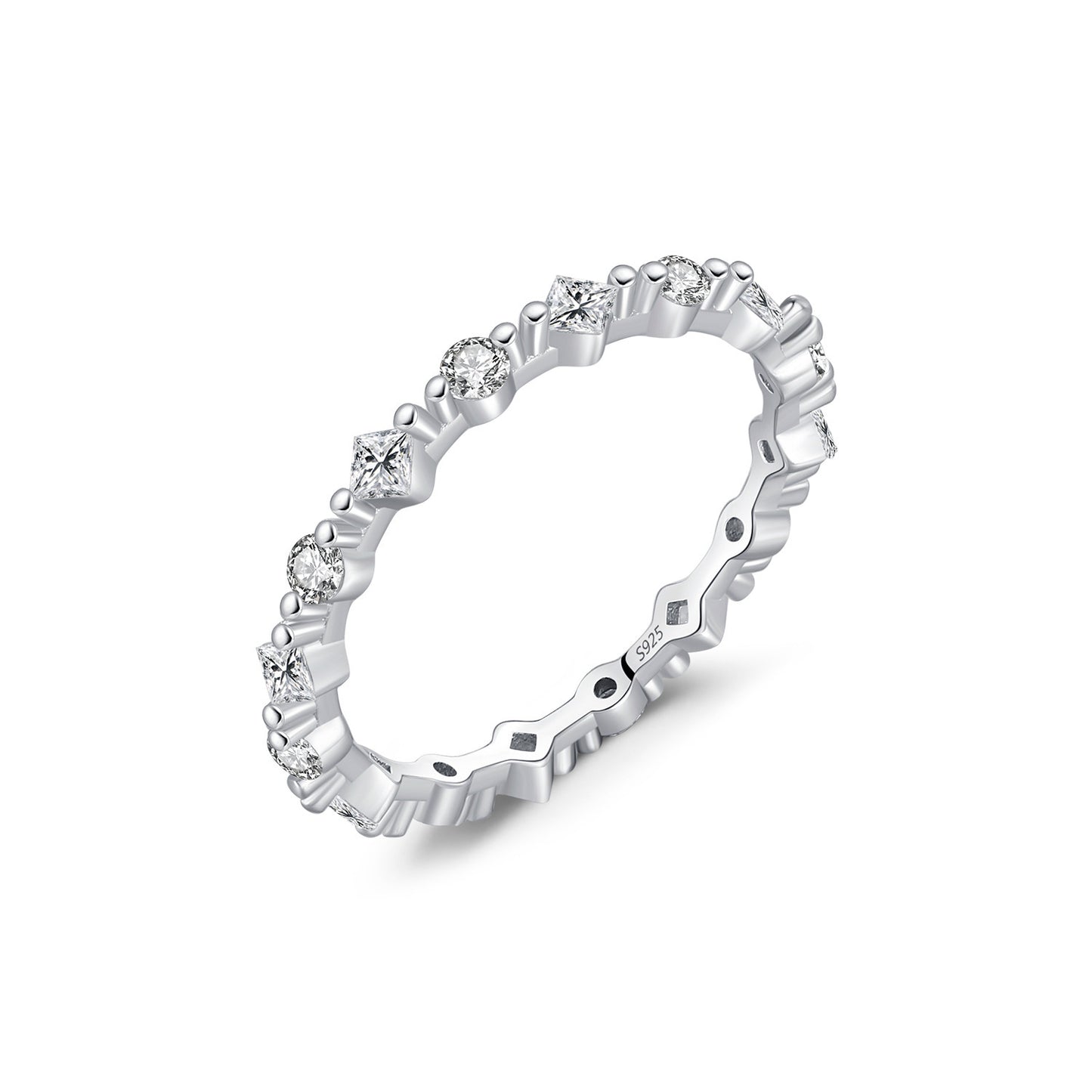 S925 Silver Ins Style Popular Irregular Row Diamond Ring Female